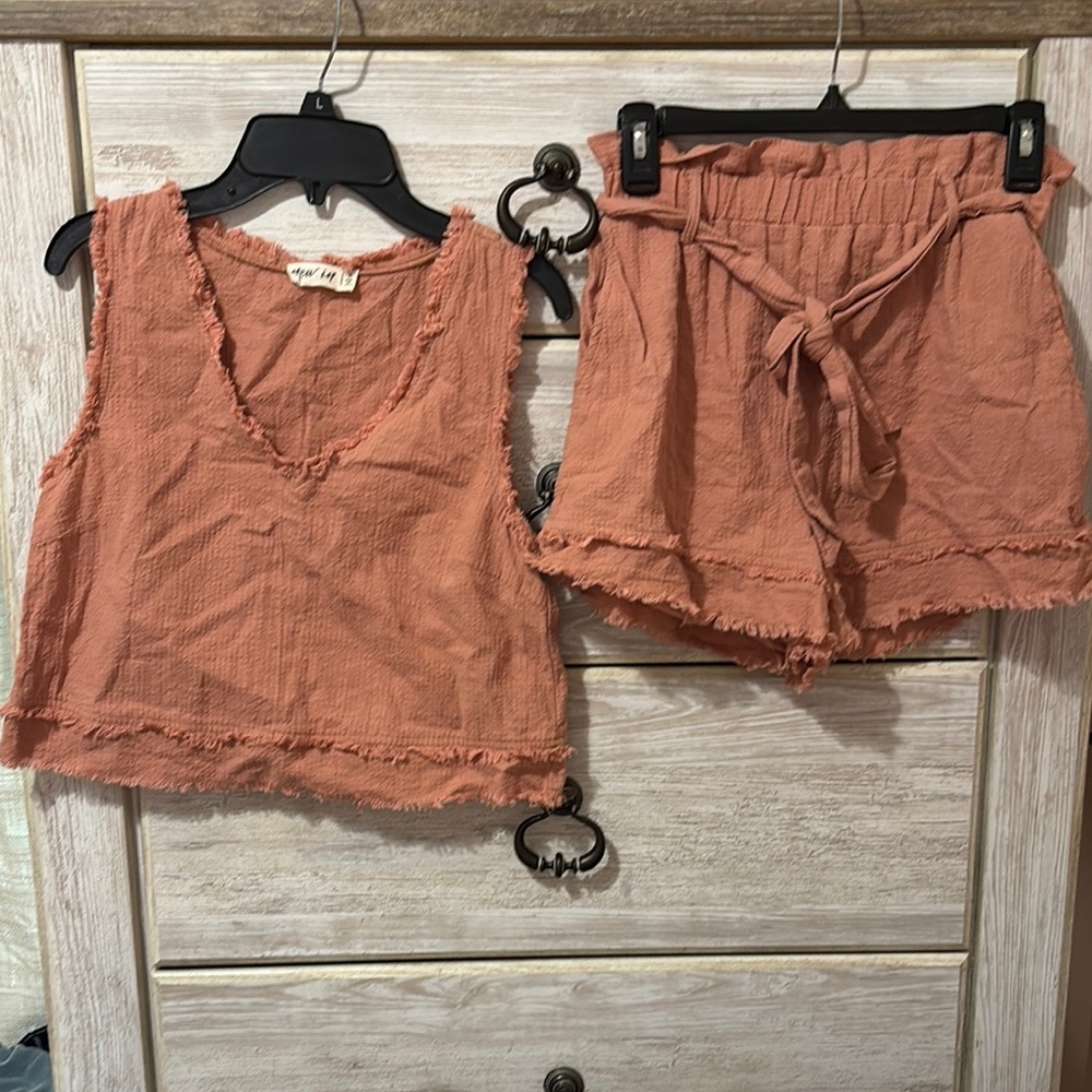 New In Women's Terracotta Sleeveless Top and Short Set
